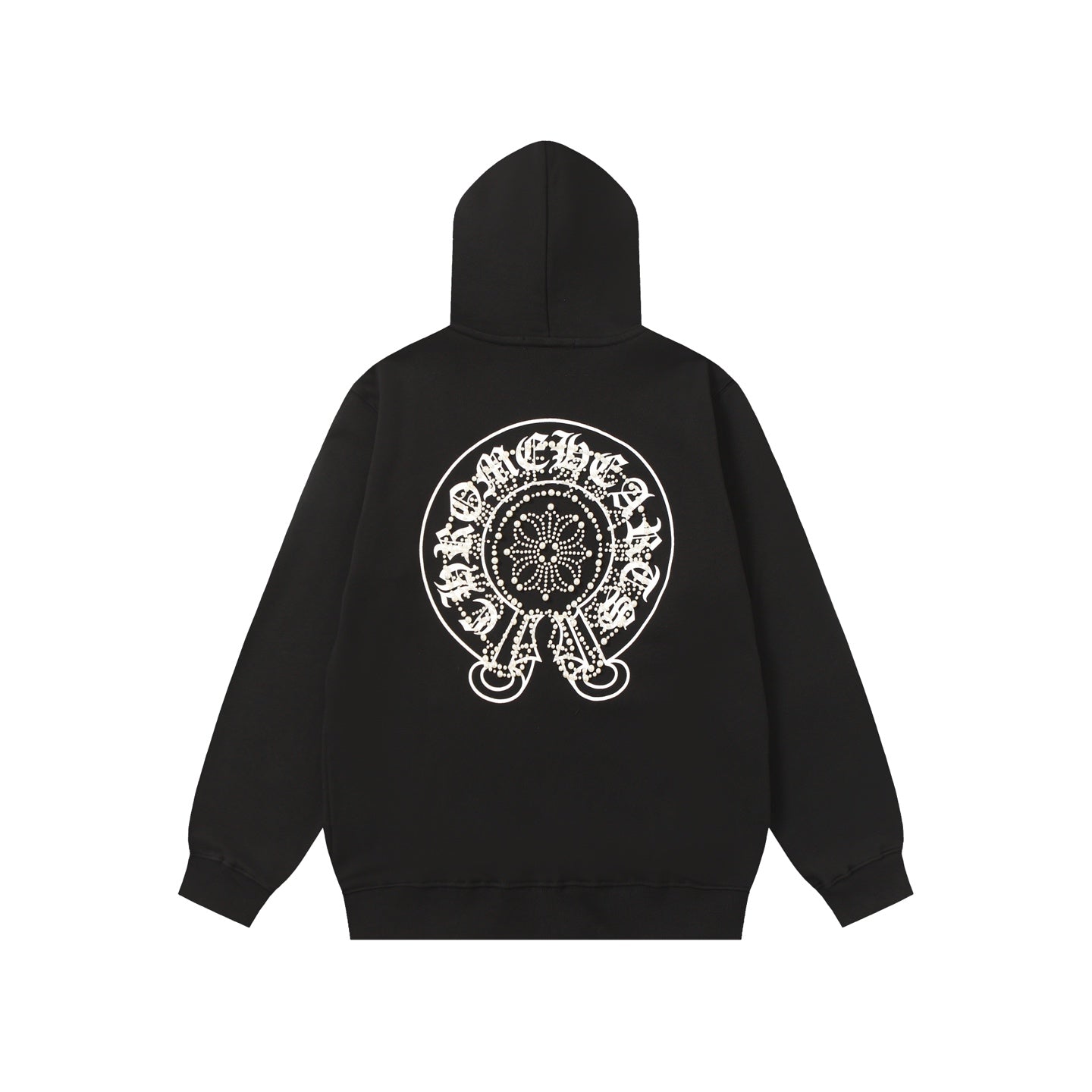 Chrome Hearts ラインストーン ホースシュー パーカー - ブラック ゴシック ストリートウェア スウェットシャツ 2601 