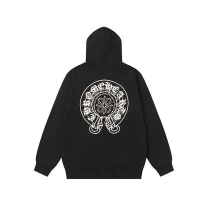 Chrome Hearts ラインストーン ホースシュー パーカー - ブラック ゴシック ストリートウェア スウェットシャツ 2601 