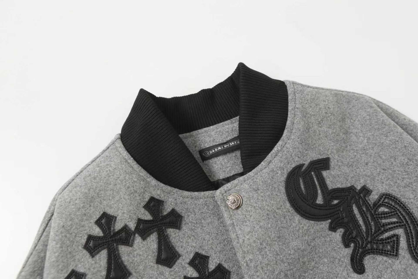 Chrome Hearts マルチクロス バーシティジャケット - グレーブラック ストリートジャケット 2215 