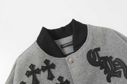 Chrome Hearts マルチクロス バーシティジャケット - グレーブラック ストリートジャケット 2215 