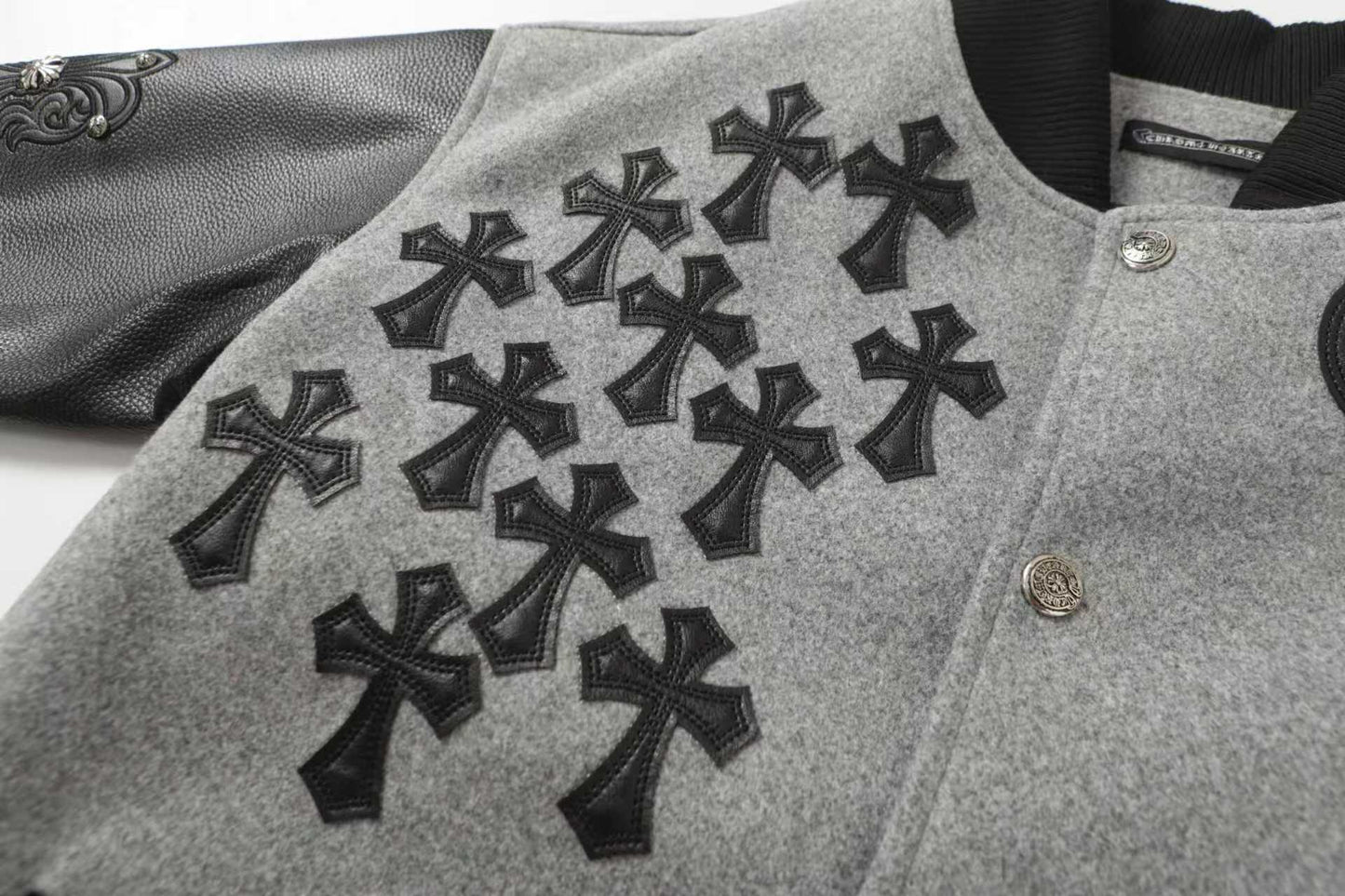 Chrome Hearts マルチクロス バーシティジャケット - グレーブラック ストリートジャケット 2215 