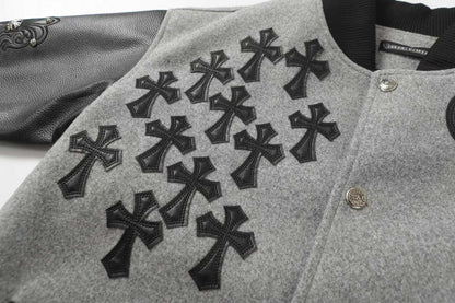 Chrome Hearts マルチクロス バーシティジャケット - グレーブラック ストリートジャケット 2215 